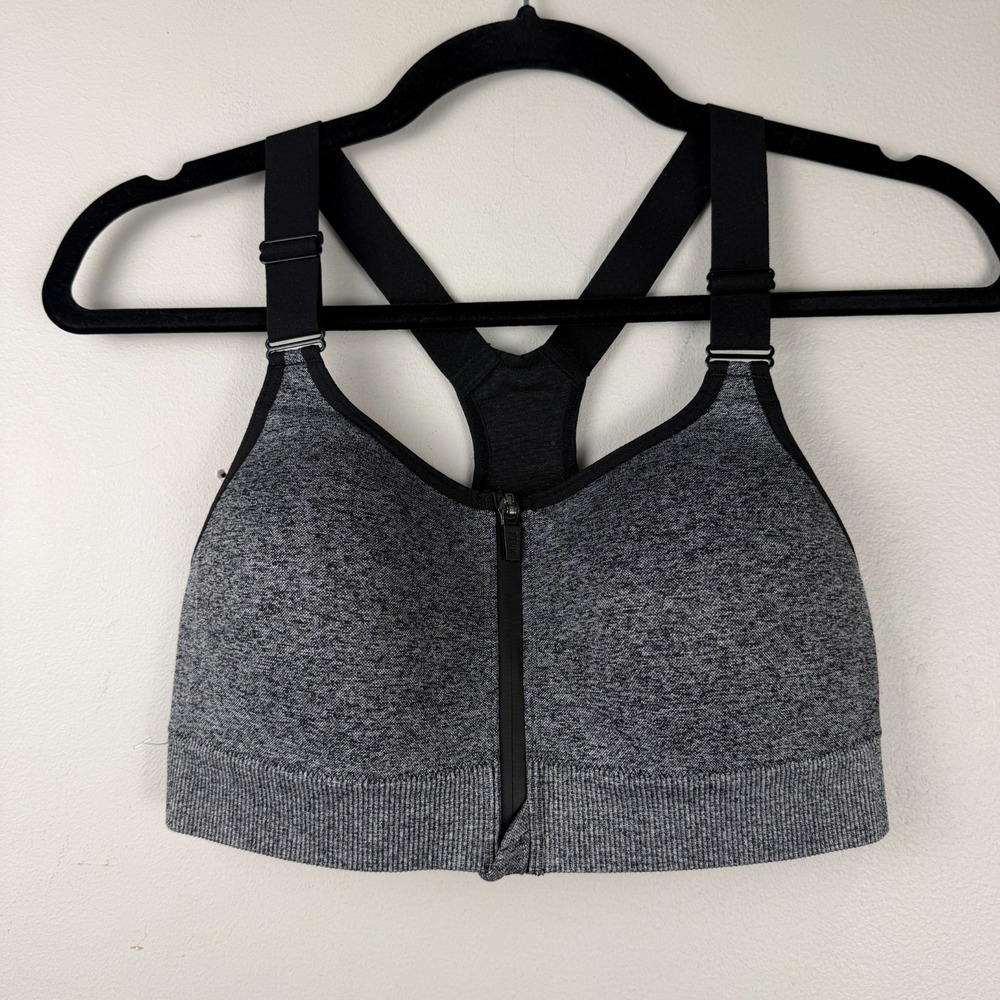 Pink Active Seamless High-Support Sports Bra Womens Small Gray Front Zip Comfort